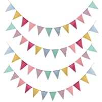 SERWOO 48pcs Guirnalda Banderas Banderines Arpillera de Imitación Pancarta Triángulo Multicolor Decoración Colgante de…